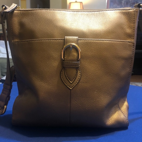 Tignanello Leather Crossbody - Gold/Brown Metallic - Picture 3 of 6